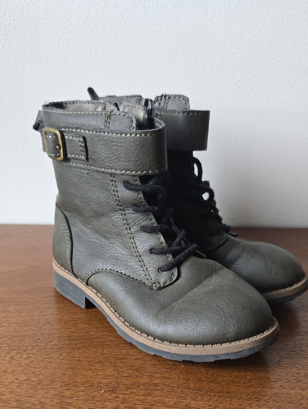 Carter's Olive Lace-Up Ankle Boots with Buckle